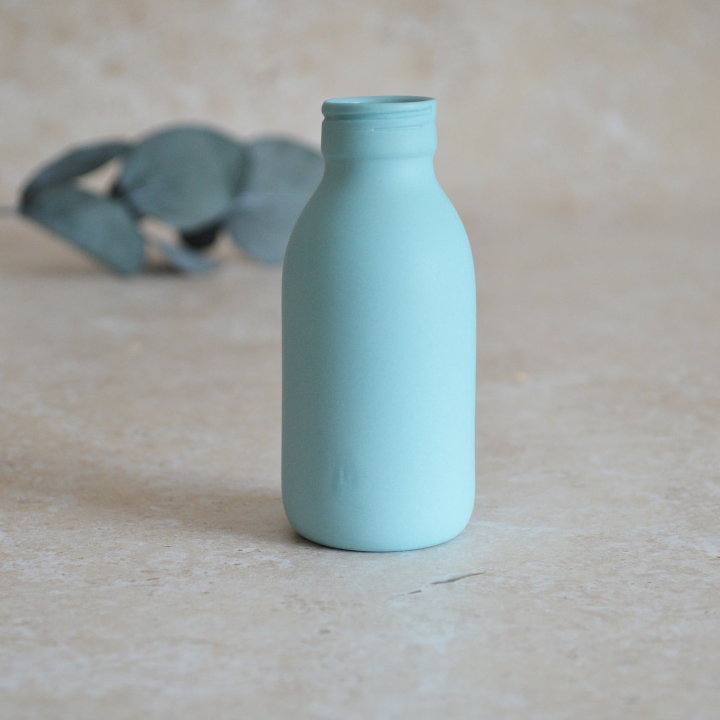 Seconds* MEDIUM BLUE Pastel Bottle Vases With A Gold Embossed Heart | Summer Vase | Flower Vase | Porcelain (A16)
