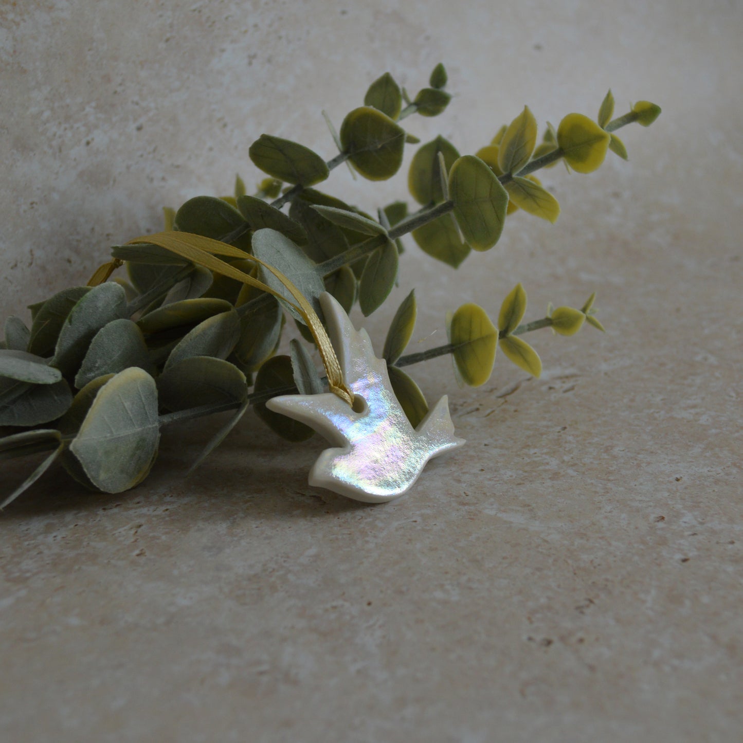 Seconds* Mini Hanging Dove with A Subtle Pearl Finish | Hanging Decoration | Christmas Decor | Tree Ornament (A24)