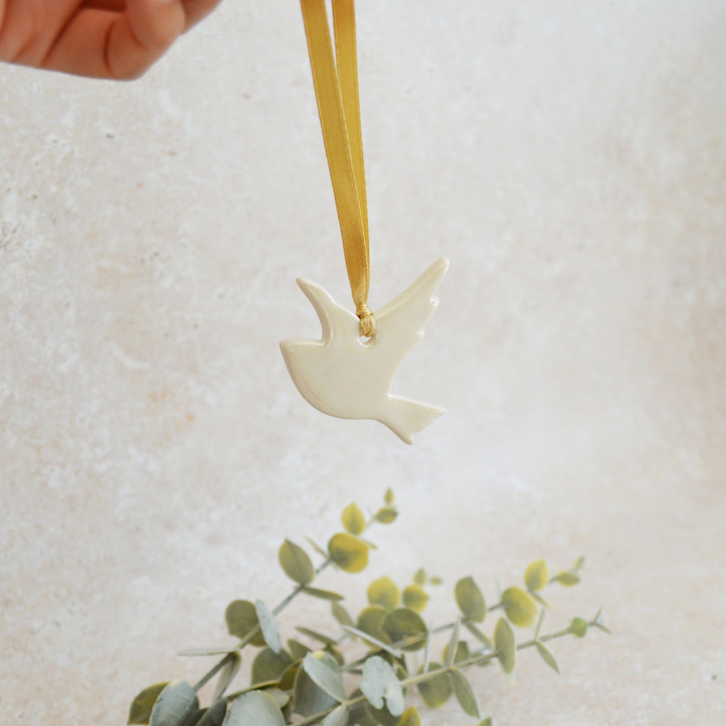 Seconds* Mini Hanging Dove with A Subtle Pearl Finish | Hanging Decoration | Christmas Decor | Tree Ornament (A25)