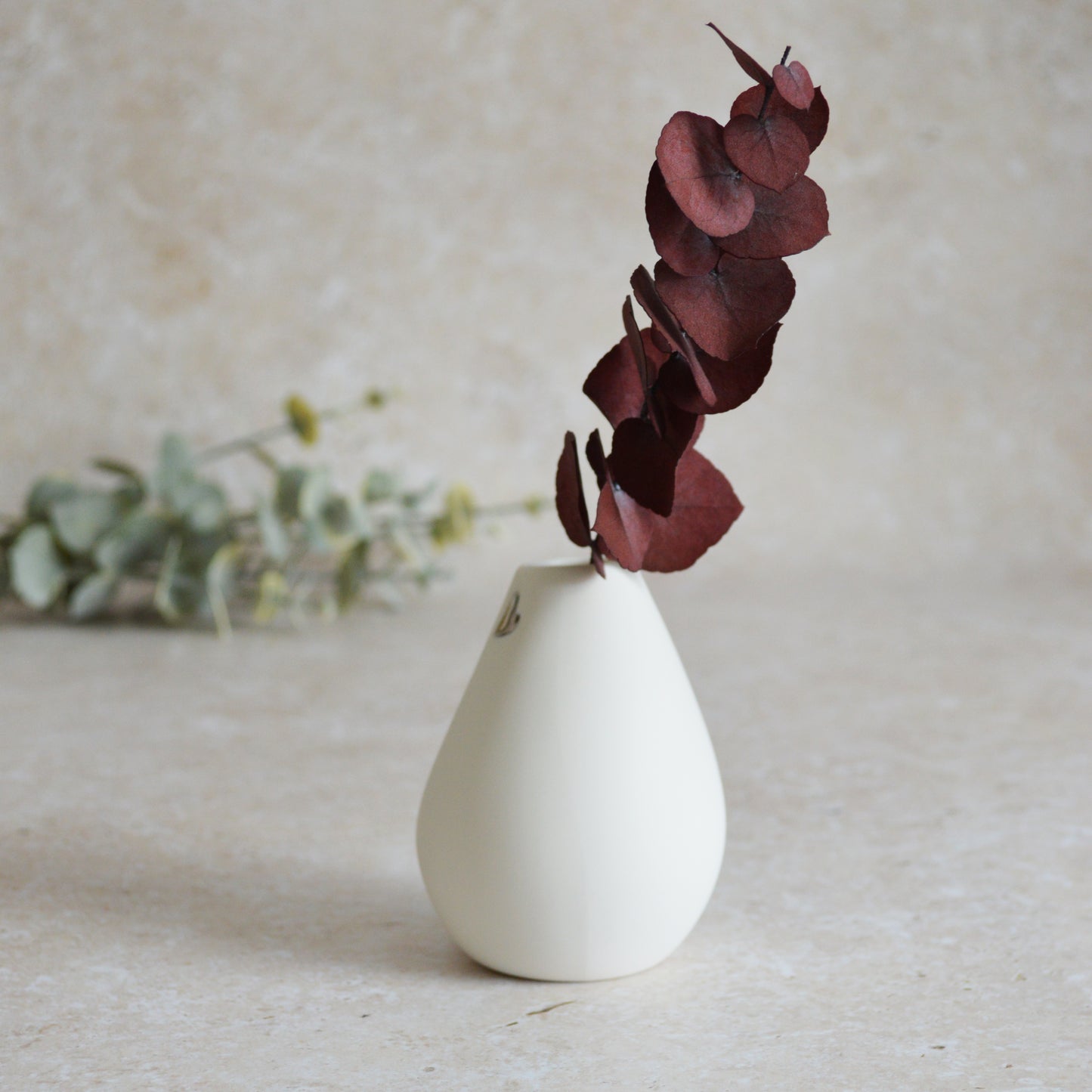 Seconds* Small White Bud Vase with an Embossed Silver Heart | Porcelain | Flower Vase | Mother's Day Vase (A37)