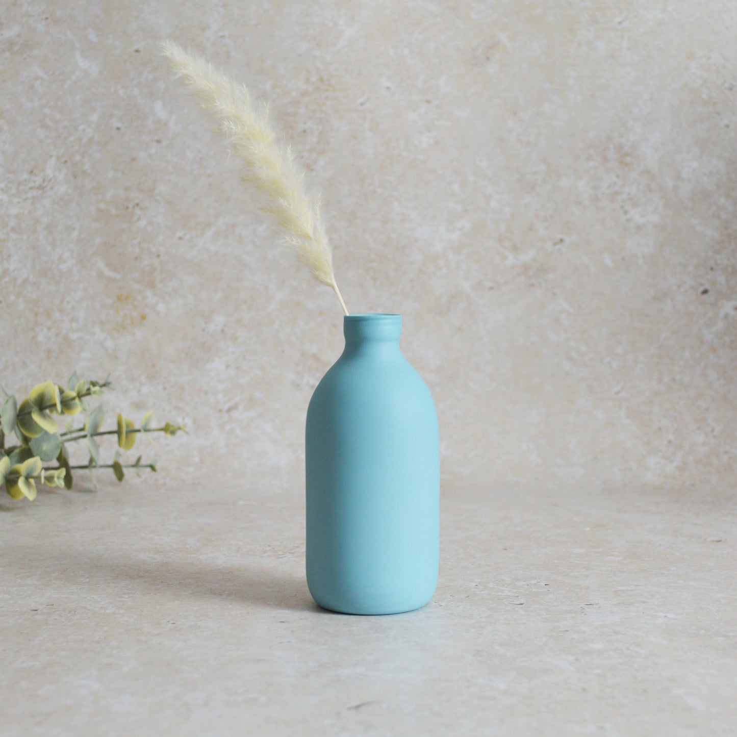 Seconds* Large Pastel Blue Bottle Vase With A Gold Embossed Heart | Flower Vase | Porcelain Vase (A38)