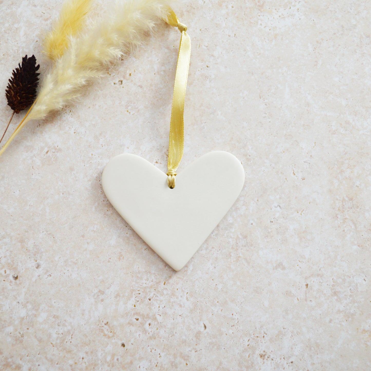 Seconds* I Love You Heart With A Gold Heart | Porcelain | Hanging Heart Decoration | Valentines Keepsake (A79)