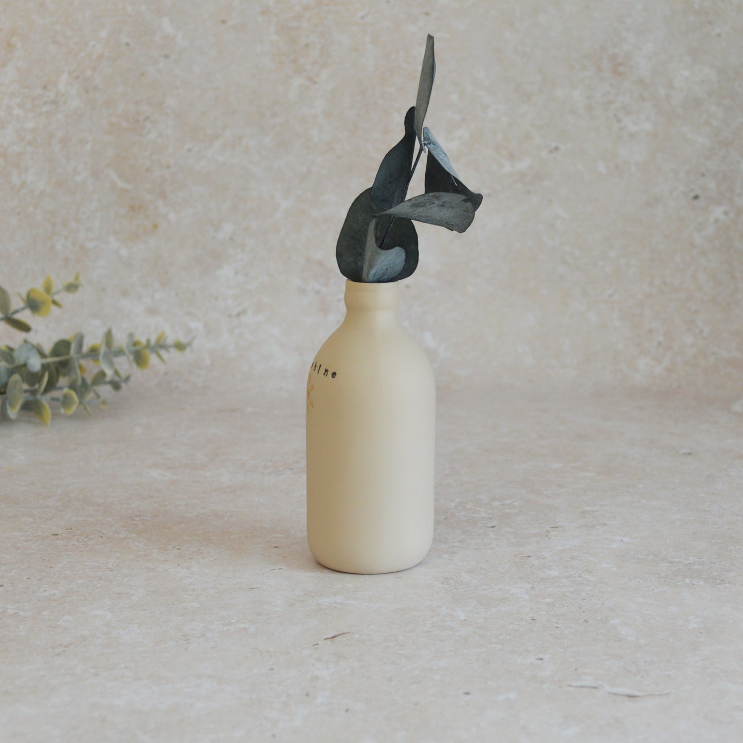 Seconds* Discontinued* Sunshine Bottle Vase With A Gold Embossed Sun | Flower Vase | Porcelain Vase (A7)