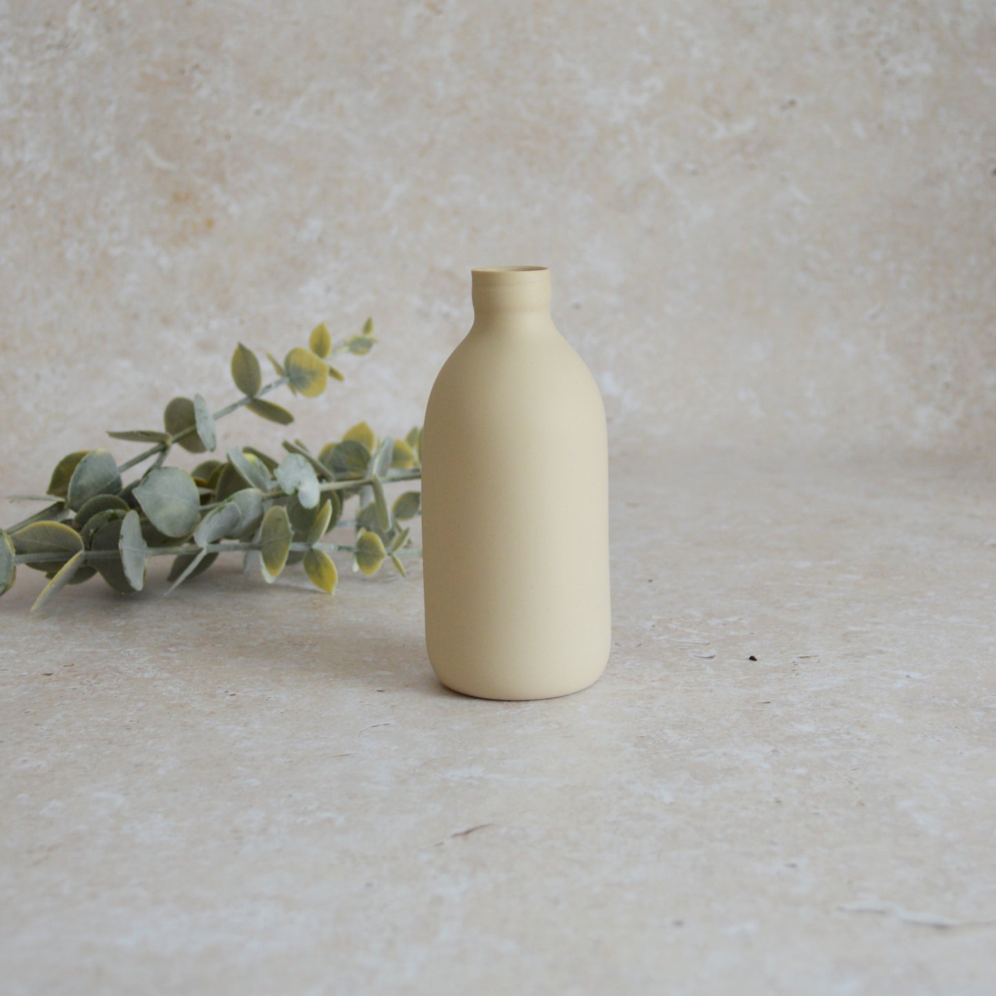 Seconds* Large Beige Bottle Vase With A Gold Embossed Heart | Flower Vase | Porcelain Vase (A84)