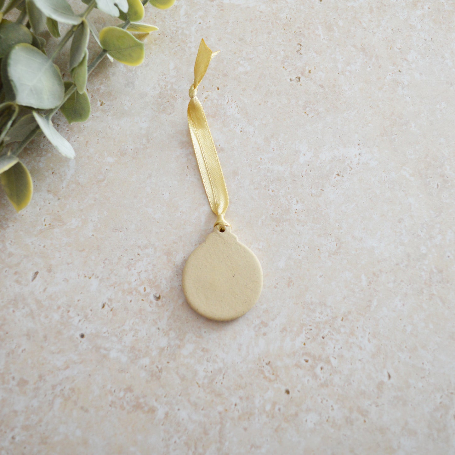 Sample* Mini Bauble Hanging Decoration With A Gold Heart | Speckled Beige | Stoneware | Hanging Christmas Decorations | Mini Christmas Tree Decor (B15)