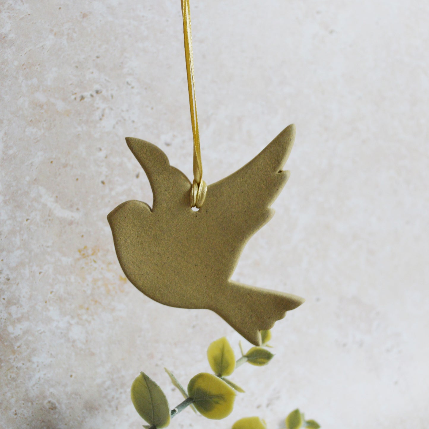 Sample* Stoneware Dove | Sand | Hanging Decoration | Christmas Decor | Tree Ornament (B2)