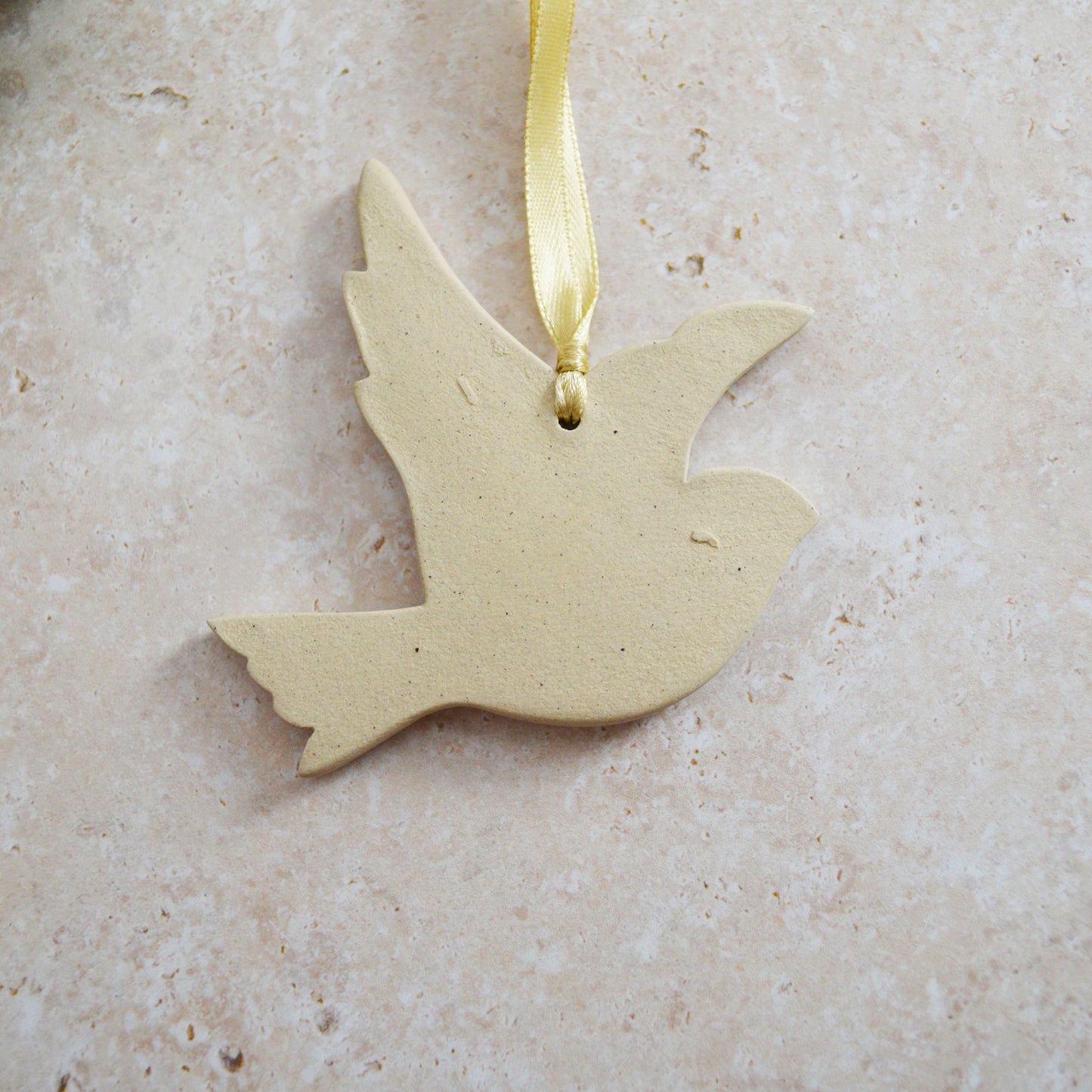 Sample* Stoneware Dove | Glazed Speckled Cream | Hanging Decoration | Christmas Decor | Tree Ornament (B43)