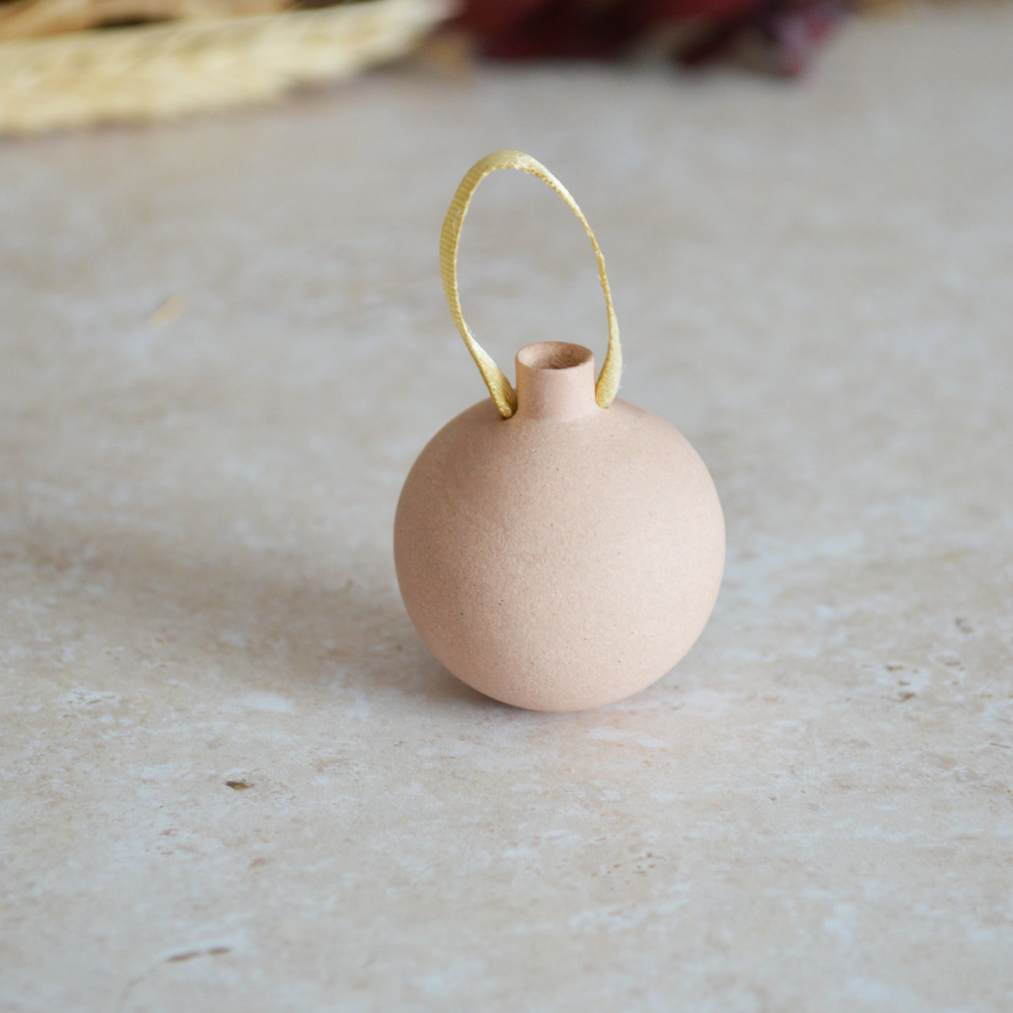 Seconds* PINK Mini Pastel Bauble With A Gold Heart | Stoneware | Hanging Christmas Decorations | Christmas Tree Decor (B88)