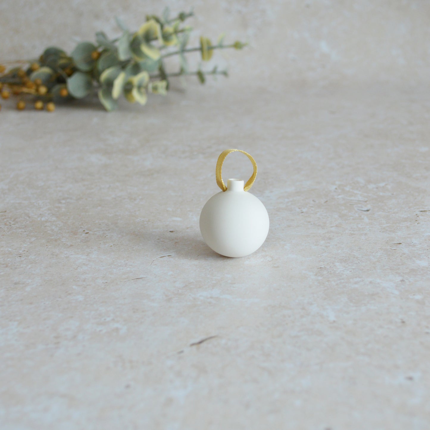 Seconds* Sample* Mini Porcelain Bauble With A Gold Heart | Porcelain | Hanging Christmas Decorations | Christmas Tree Decor (B91)
