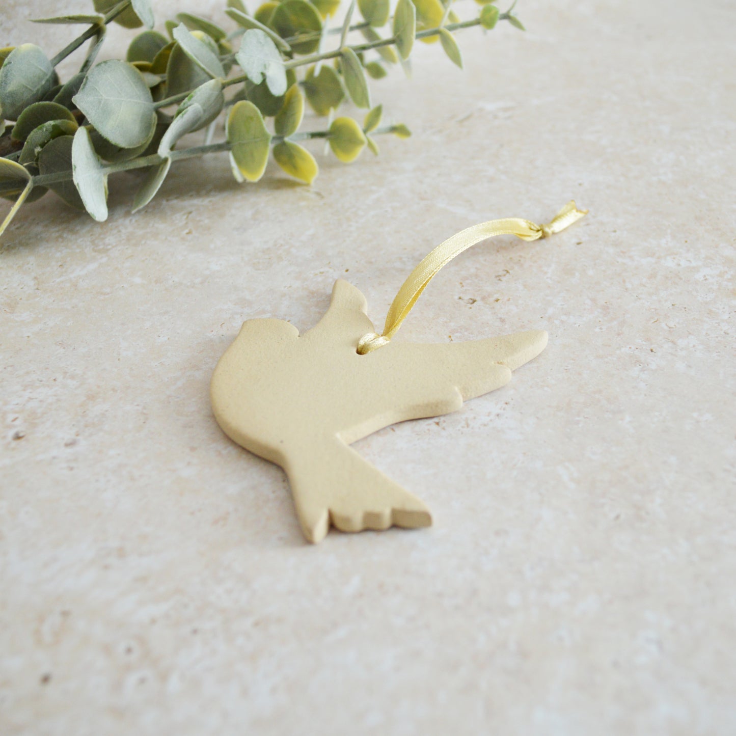 Sample* Stoneware Dove | Beige| Hanging Decoration | Christmas Decor | Tree Ornament (B9)