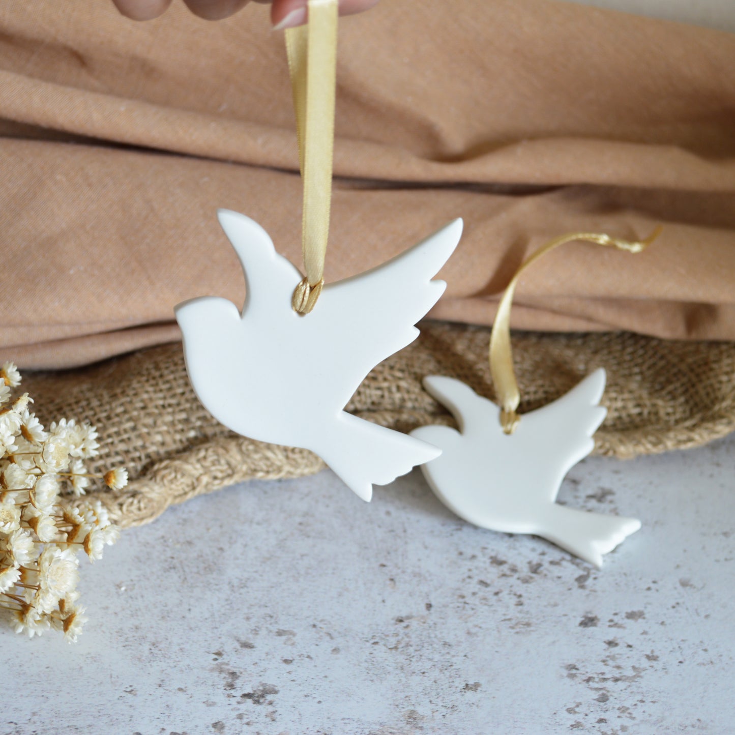 Delicate Porcelain Dove | Hanging Decoration | Christmas Decor | Tree Ornament