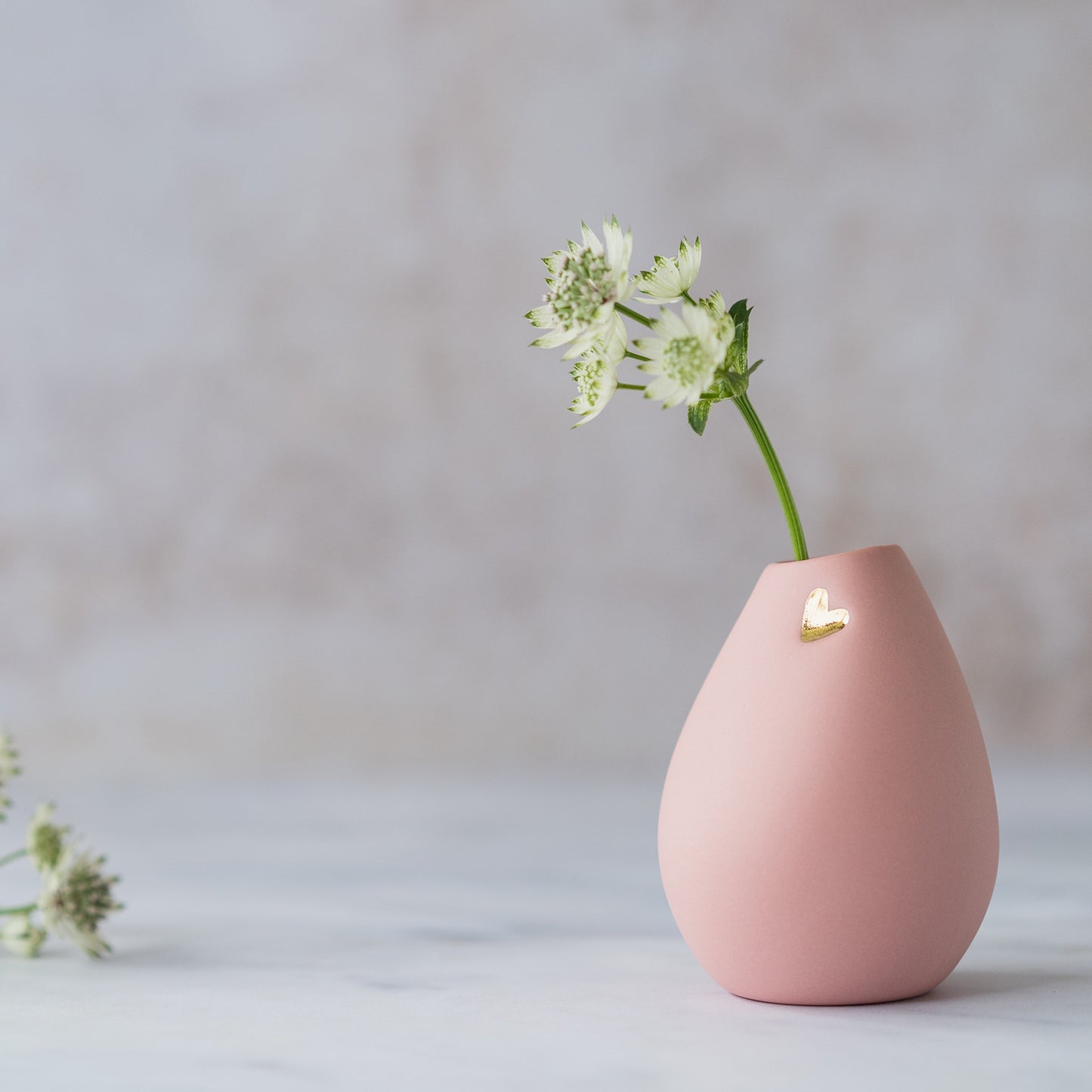 Pastel Pink Bud Vase With An Embossed Gold Heart | Valentines | Flower Vase | Porcelain