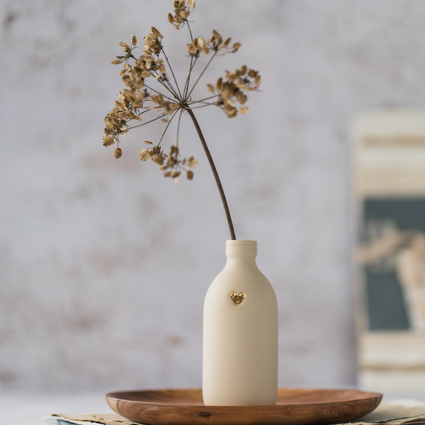 Pastel Bottle Vases With A Gold Embossed Heart | Summer Vase | Flower Vase | Porcelain