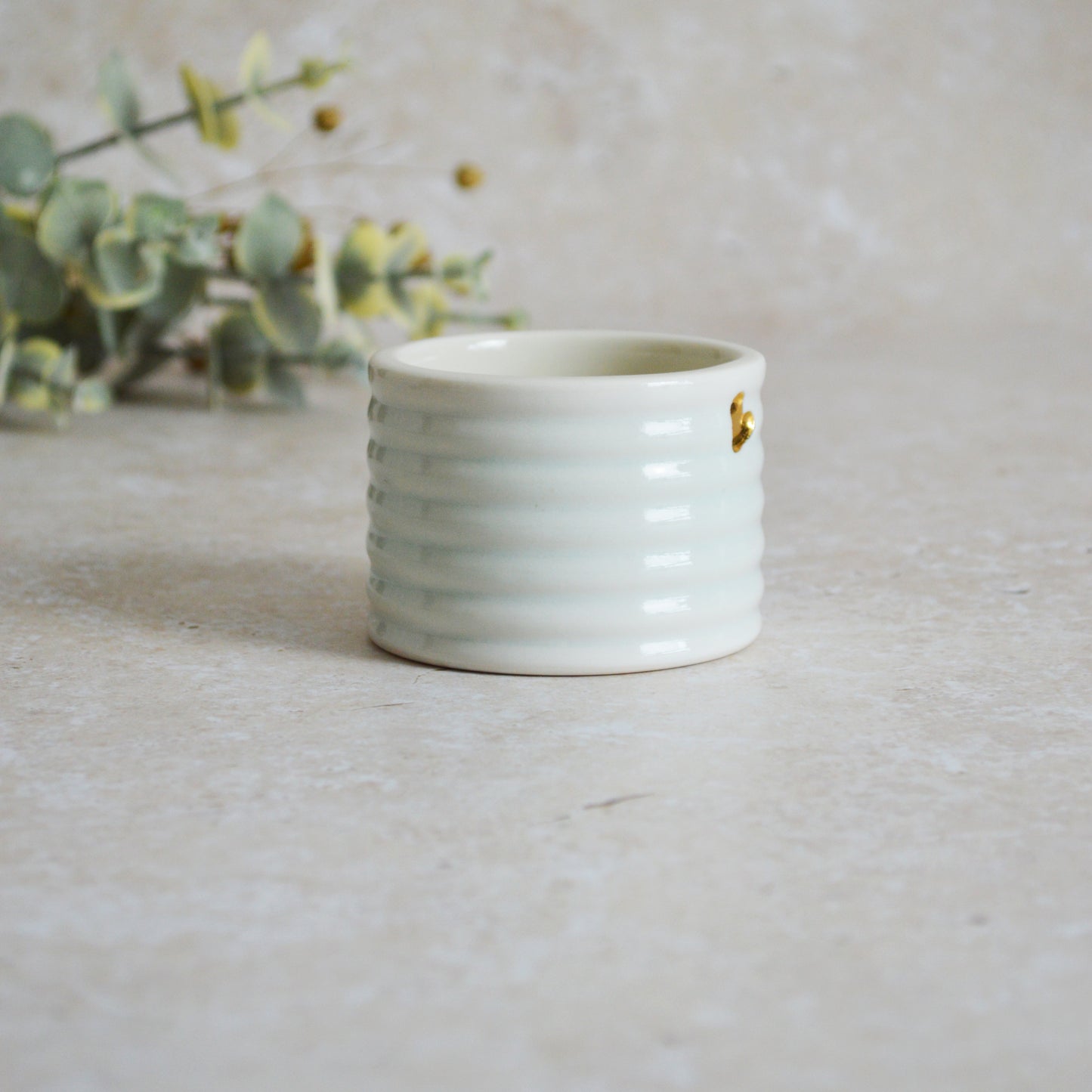 Sample* Thrown Glazed Pot with a Gold Heart | Planter | Pot | Porcelain (A100)