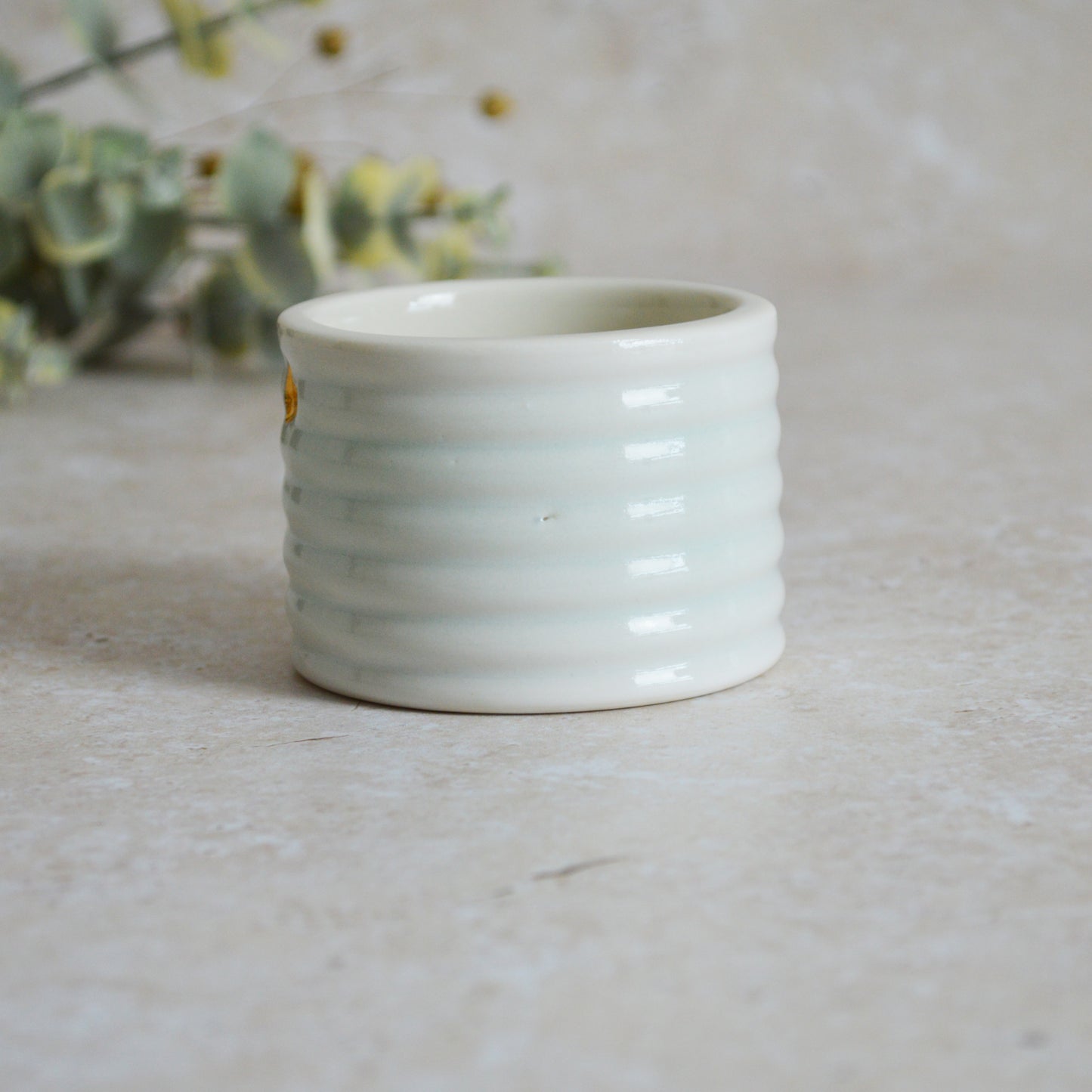 Sample* Thrown Glazed Pot with a Gold Heart | Planter | Pot | Porcelain (A100)