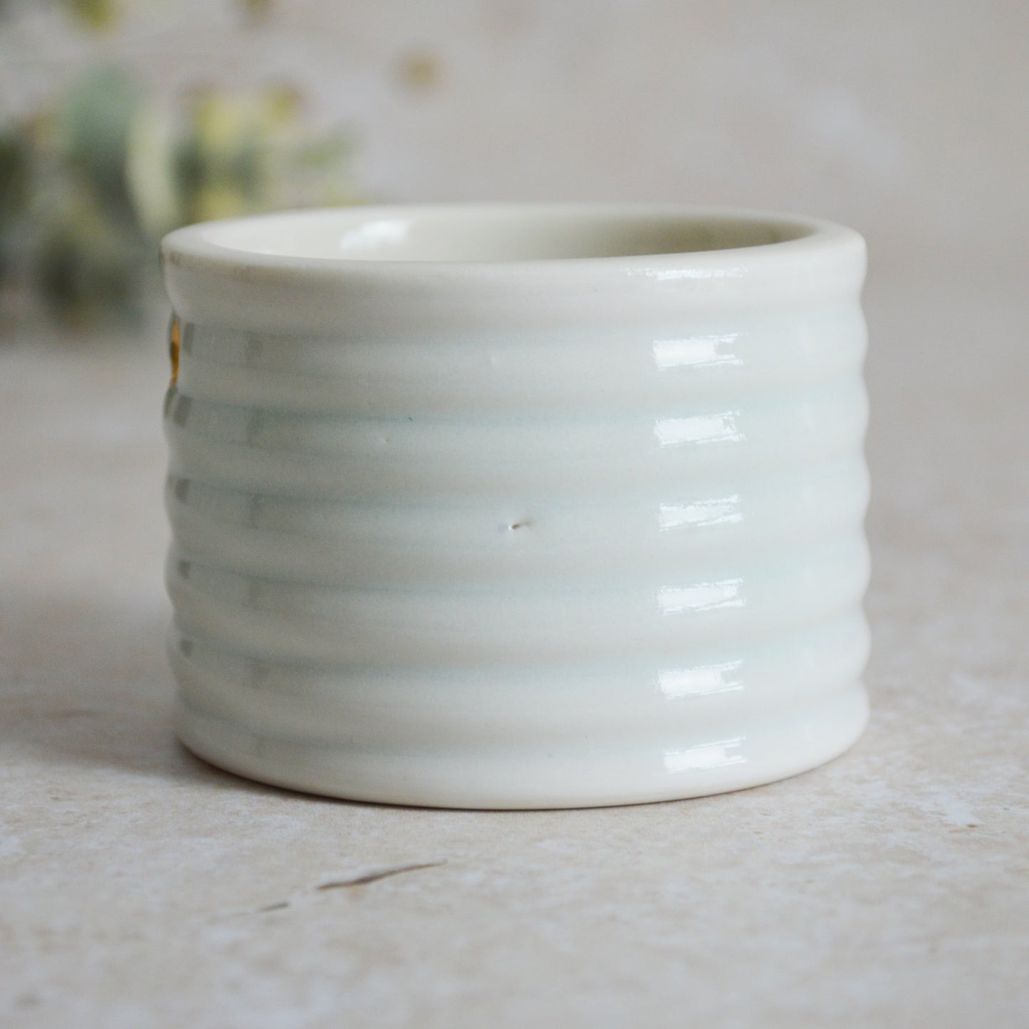 Sample* Thrown Glazed Pot with a Gold Heart | Planter | Pot | Porcelain (A100)