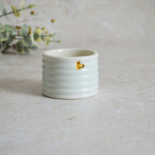 Sample* Thrown Glazed Pot with a Gold Heart | Planter | Pot | Porcelain (A100)