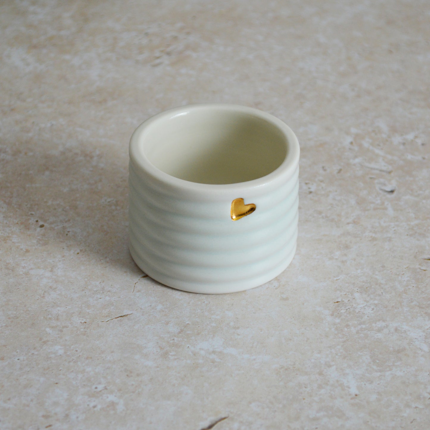 Sample* Thrown Glazed Pot with a Gold Heart | Planter | Pot | Porcelain (A100)