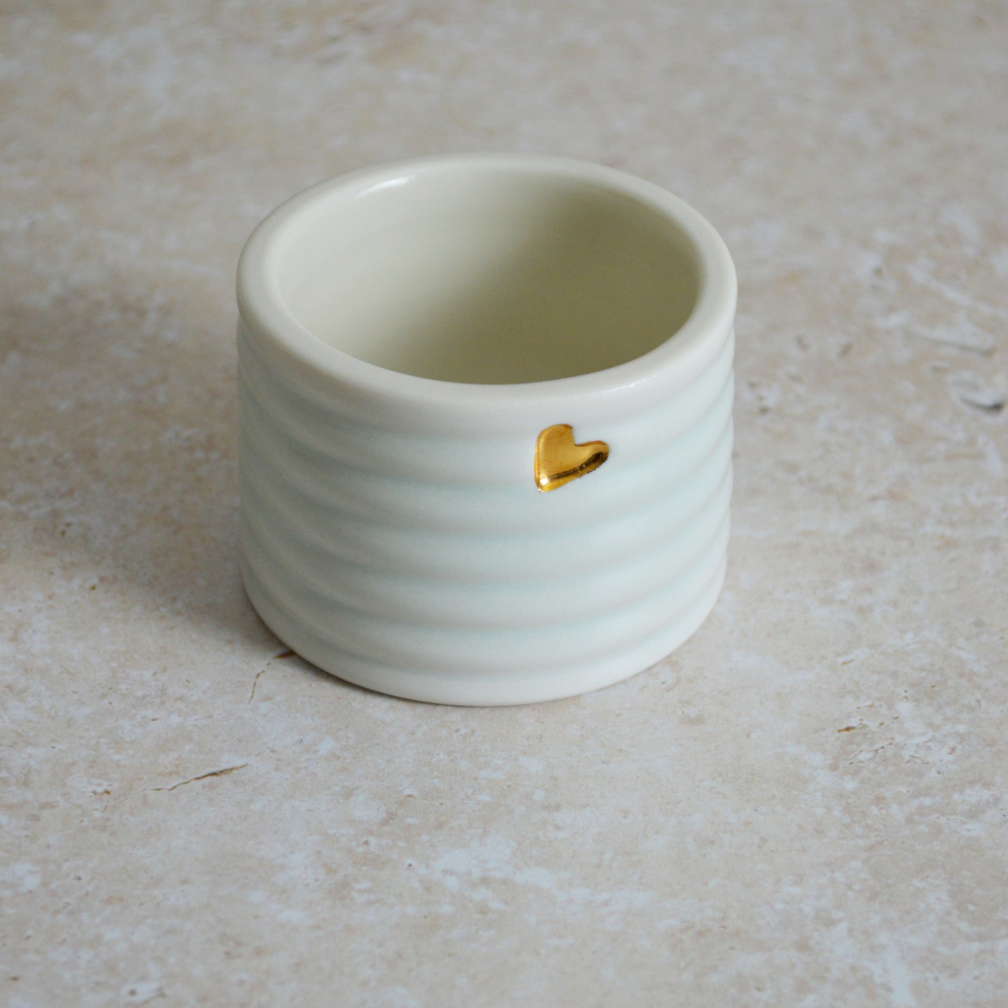 Sample* Thrown Glazed Pot with a Gold Heart | Planter | Pot | Porcelain (A100)