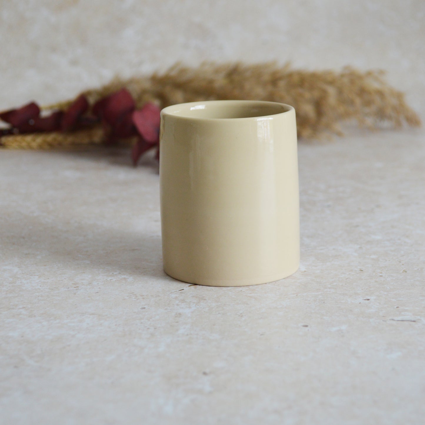 Sample* Small Beige Thrown Pot | Glazed Brown Pot | Porcelain (A101)