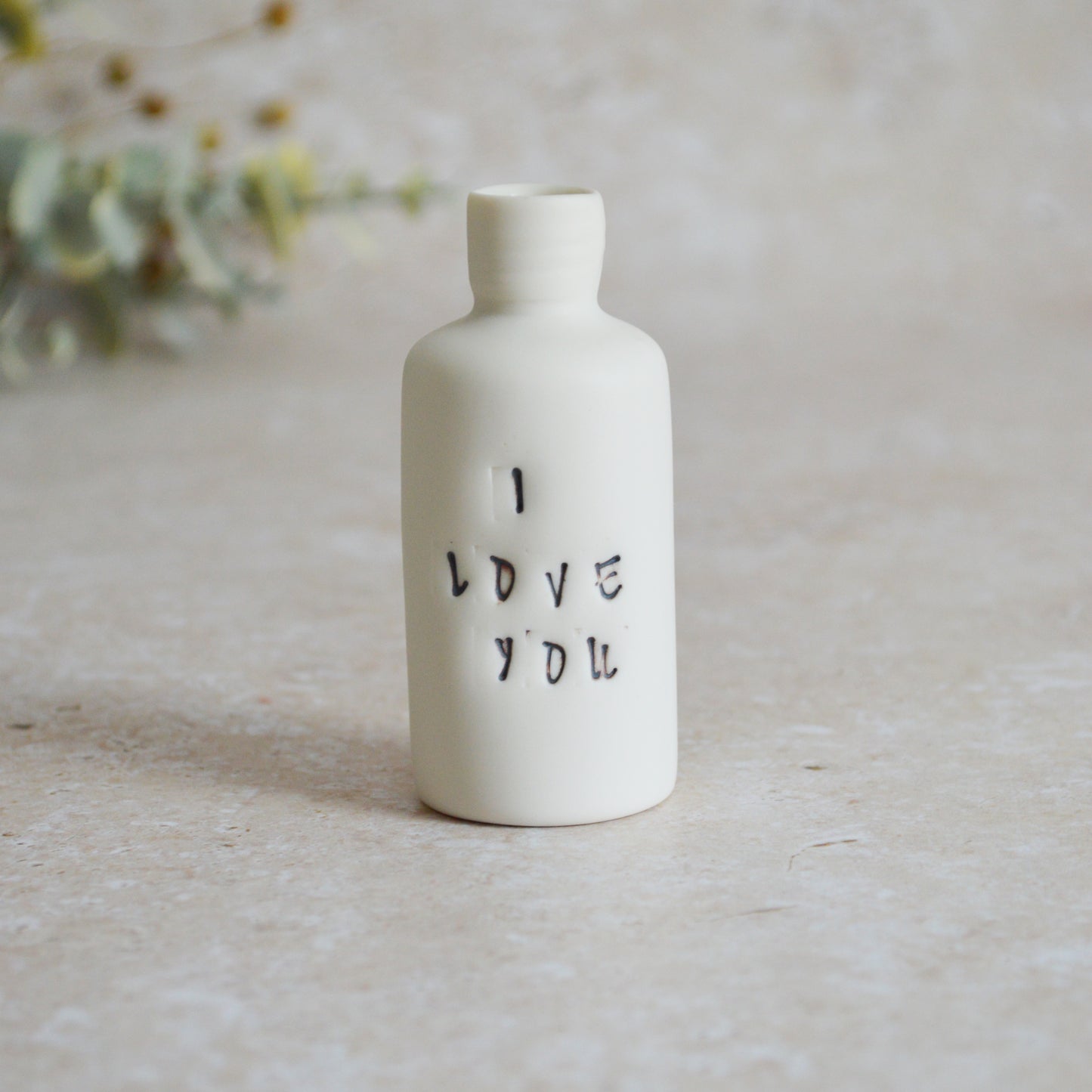 Sample* Discontinued* I Love You Small Bottle | Porcelain | Valentines Keepsake (A104)
