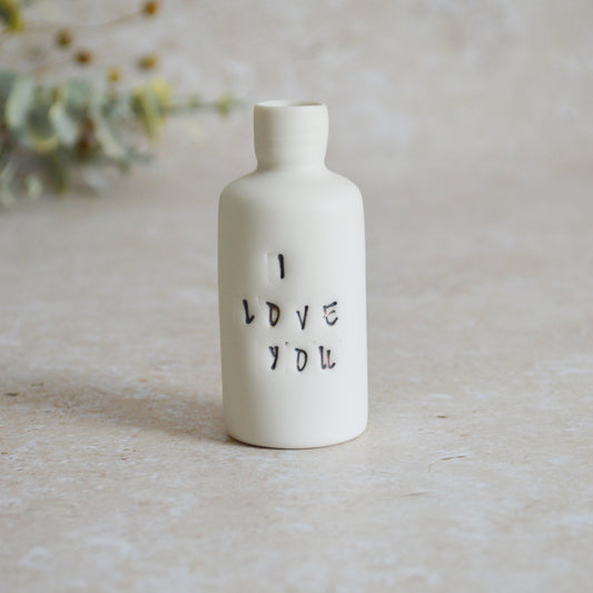 Sample* Discontinued* I Love You Small Bottle | Porcelain | Valentines Keepsake (A104)