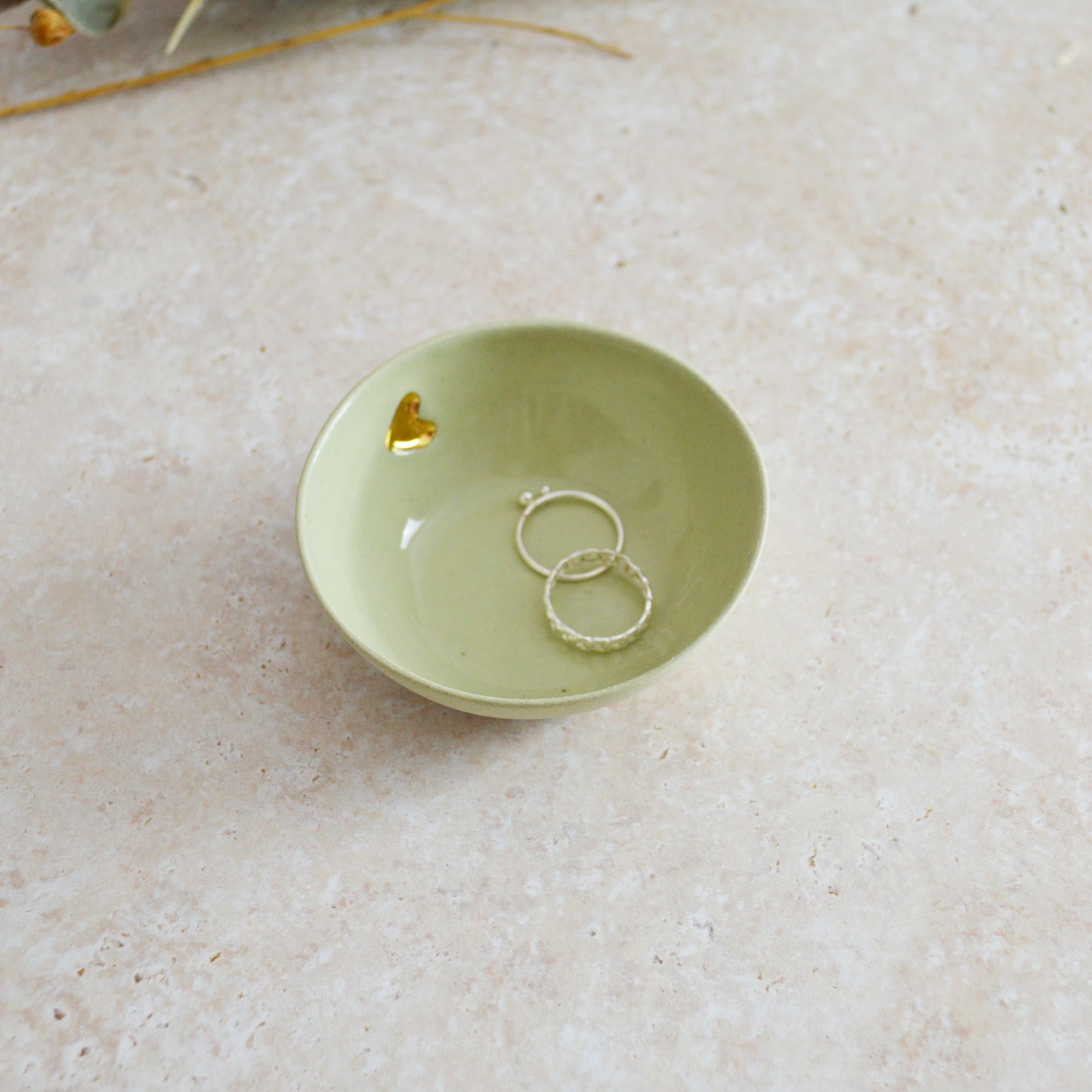 Sample* Seconds* Pastel Stoneware Trinket/Ring Dish With A Gold Embossed Heart | Ring Dish | Jewellery | Stoneware (A107)