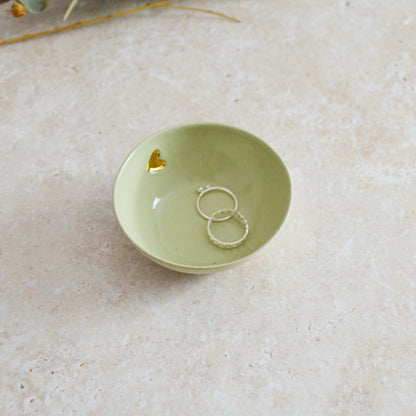 Sample* Seconds* Pastel Stoneware Trinket/Ring Dish With A Gold Embossed Heart | Ring Dish | Jewellery | Stoneware (A107)