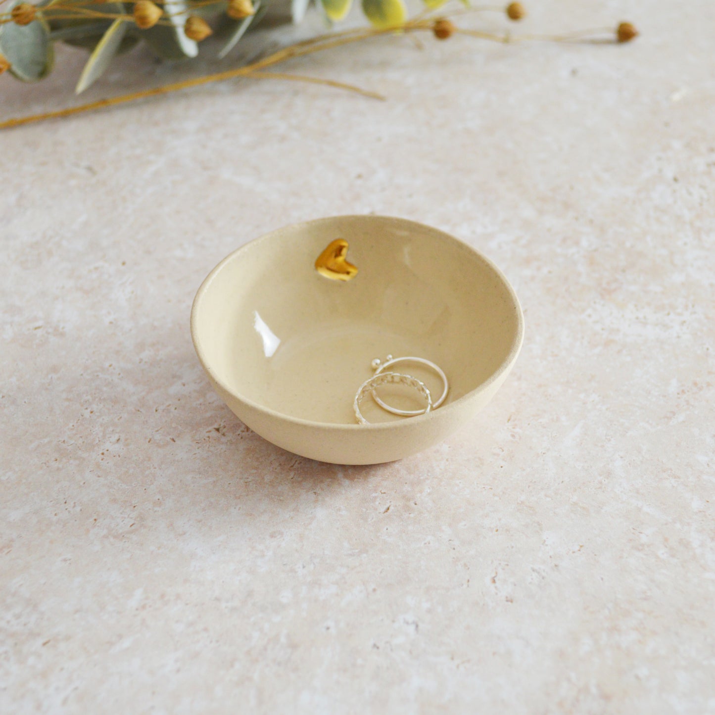 Sample* Seconds* Pastel Stoneware Trinket/Ring Dish With A Gold Embossed Heart | Ring Dish | Jewellery | Stoneware (A107)