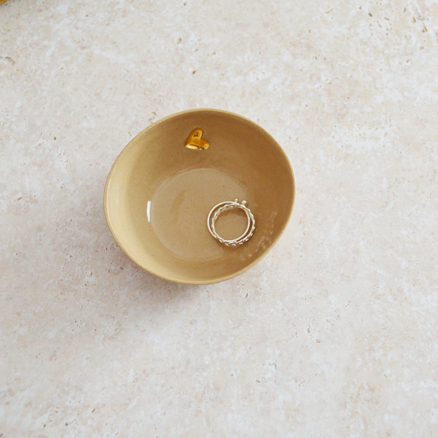 Sample* Seconds* Pastel Stoneware Trinket/Ring Dish With A Gold Embossed Heart | Ring Dish | Jewellery | Stoneware (A107)