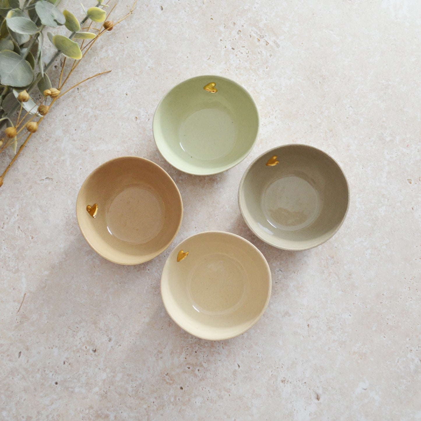 Sample* Seconds* Pastel Stoneware Trinket/Ring Dish With A Gold Embossed Heart | Ring Dish | Jewellery | Stoneware (A107)