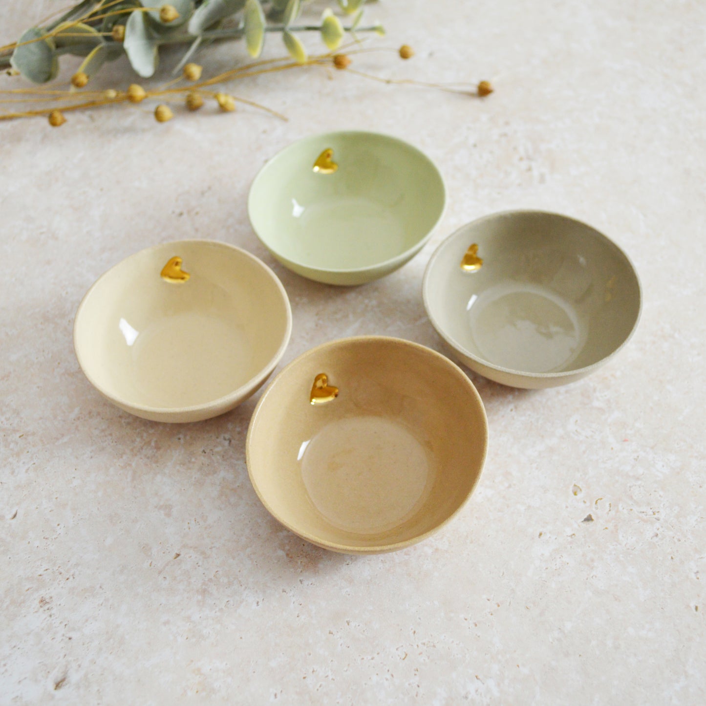 Sample* Seconds* Pastel Stoneware Trinket/Ring Dish With A Gold Embossed Heart | Ring Dish | Jewellery | Stoneware (A107)