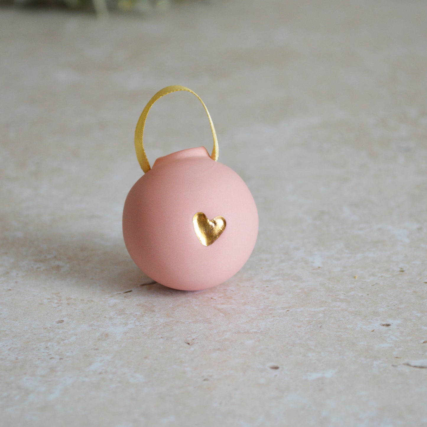 Seconds* Sample* Pastel Porcelain Bauble With A Gold Heart | Porcelain | Hanging Christmas Decorations | Christmas Tree Decor (A110 & A115)