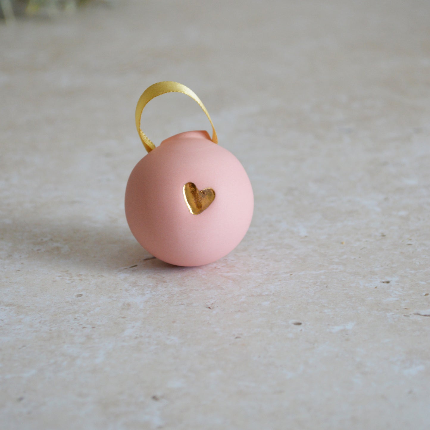 Seconds* Sample* Pastel Porcelain Bauble With A Gold Heart | Porcelain | Hanging Christmas Decorations | Christmas Tree Decor (A110 & A115)