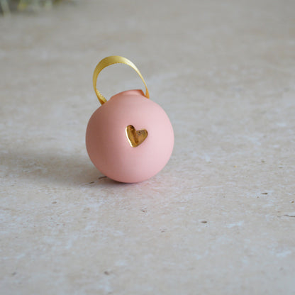 Seconds* Sample* Pastel Porcelain Bauble With A Gold Heart | Porcelain | Hanging Christmas Decorations | Christmas Tree Decor (A110 & A115)