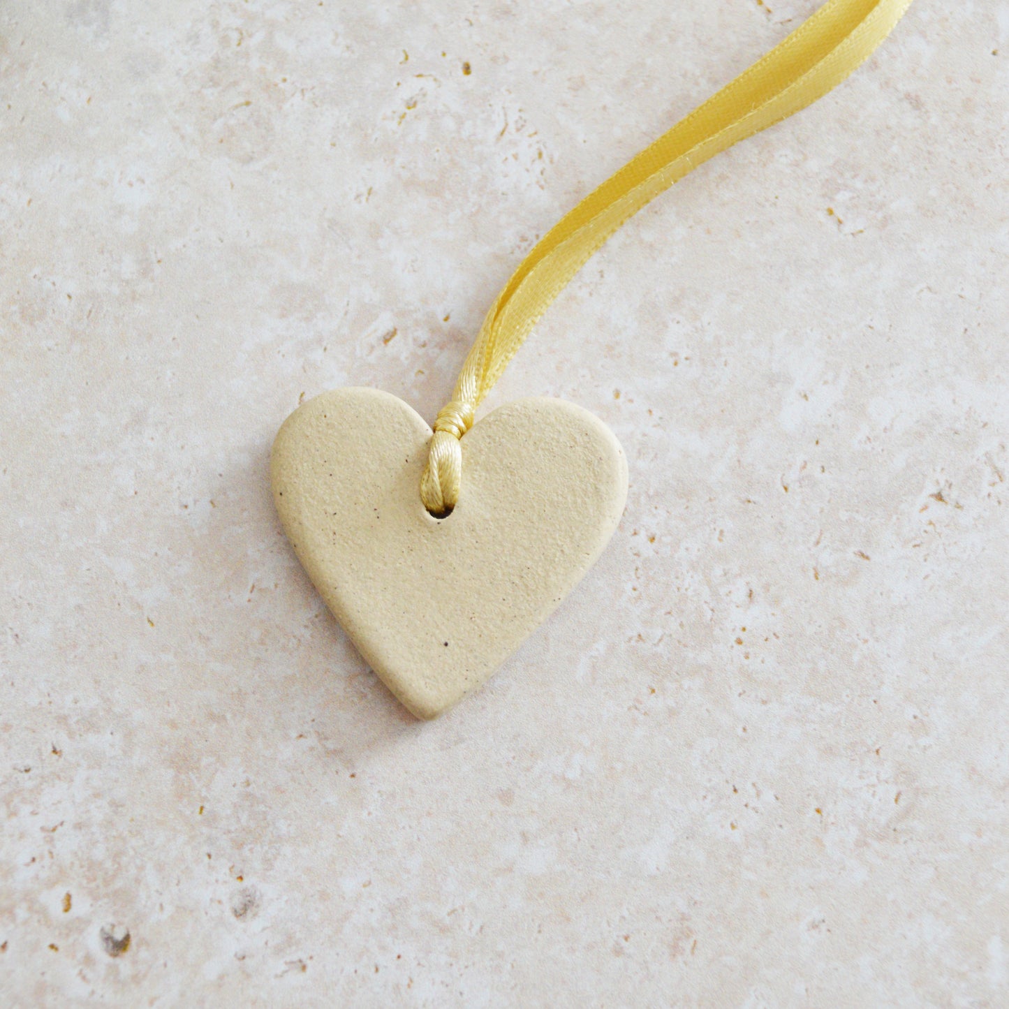 Sample* Mini Hanging Heart Tag | Glazed Speckled Beige | Mini Heart With Gold Tip | Valentine's Gift | Stoneware (A111)