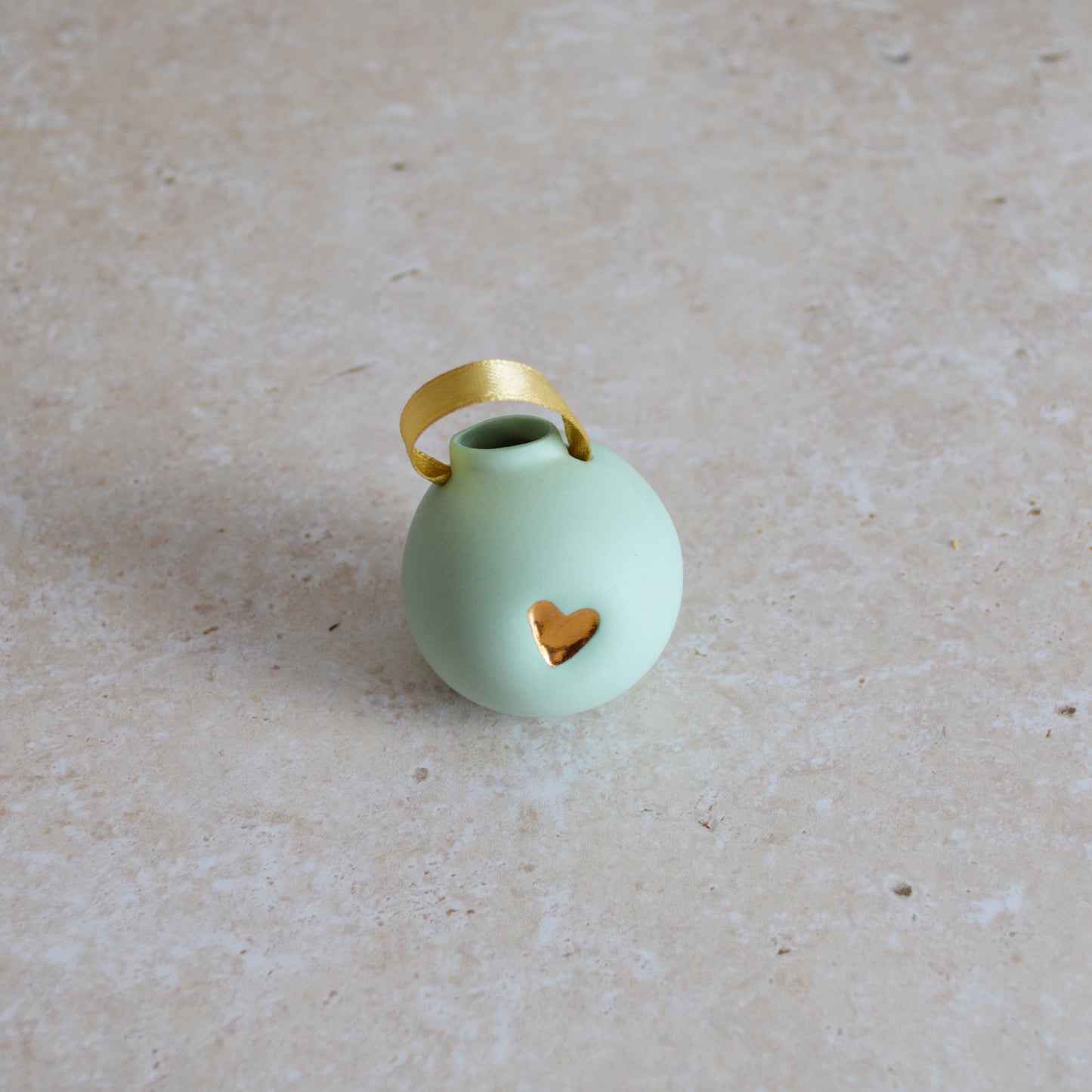 Seconds* Sample* Pastel Porcelain Bauble With A Gold Heart | Porcelain | Hanging Christmas Decorations | Christmas Tree Decor (A110 & A115)