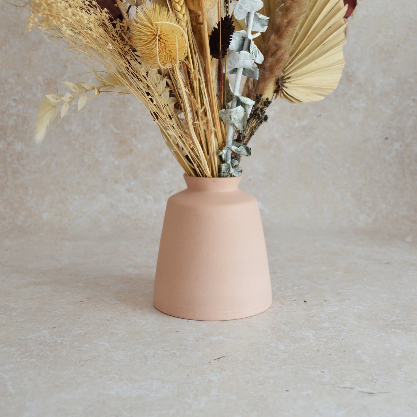 Seconds* Pastel Pink Collard Neck Ceramic Vase With A Gold Embossed Heart | Stoneware Vase | Flower Vase (A13)