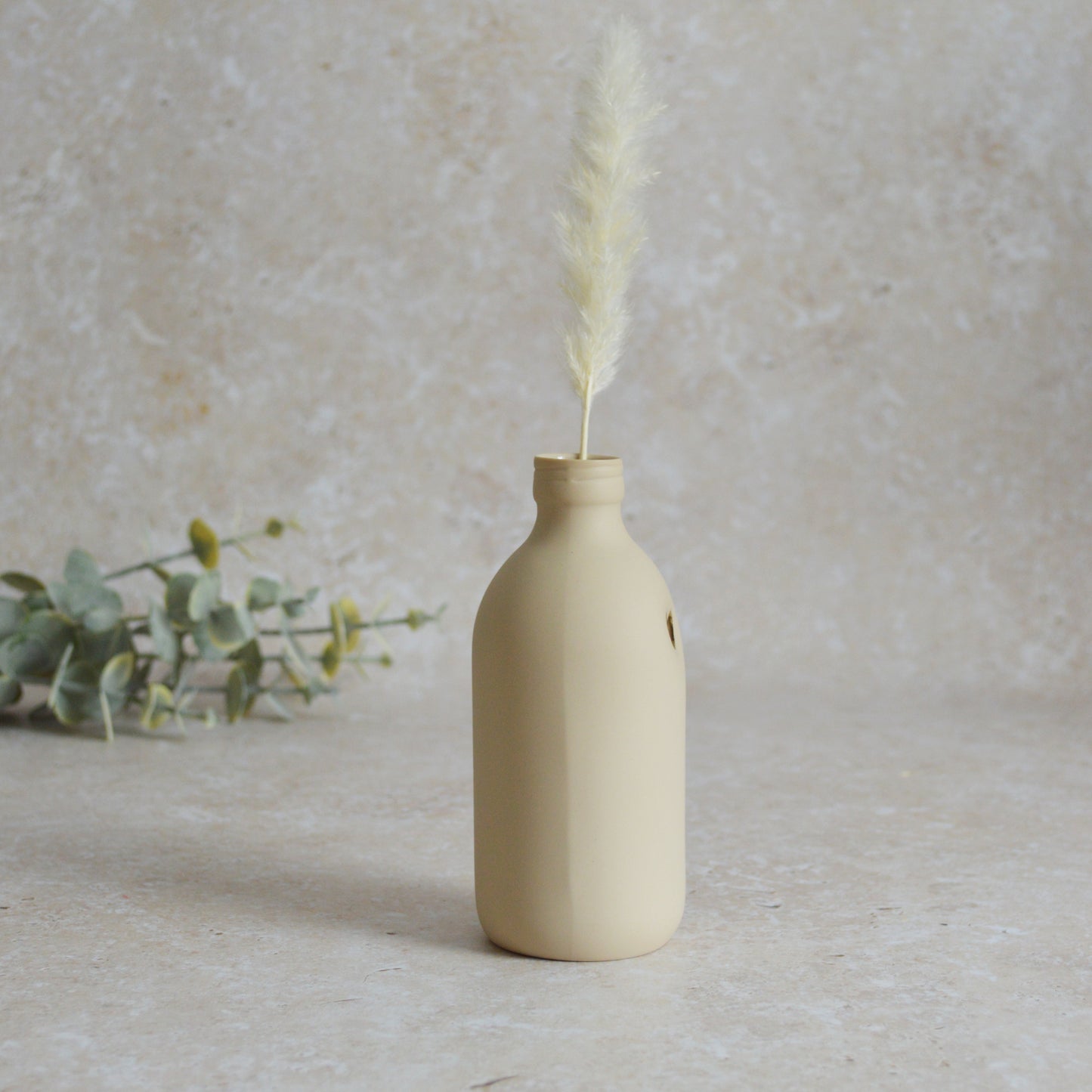Seconds* Large Beige Bottle Vase With A Gold Embossed Heart | Flower Vase | Porcelain Vase