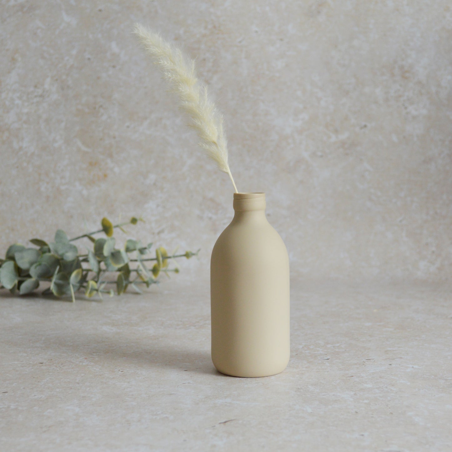Seconds* Large Beige Bottle Vase With A Gold Embossed Heart | Flower Vase | Porcelain Vase