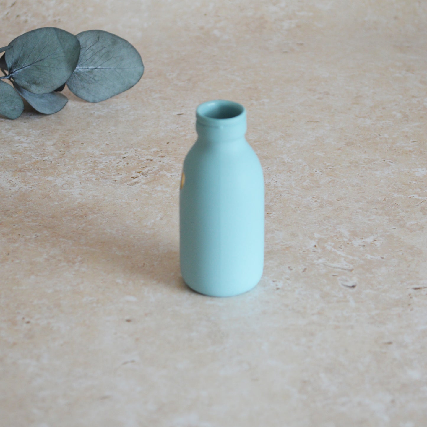 Seconds* MEDIUM BLUE Pastel Bottle Vases With A Gold Embossed Heart | Summer Vase | Flower Vase | Porcelain (A16)