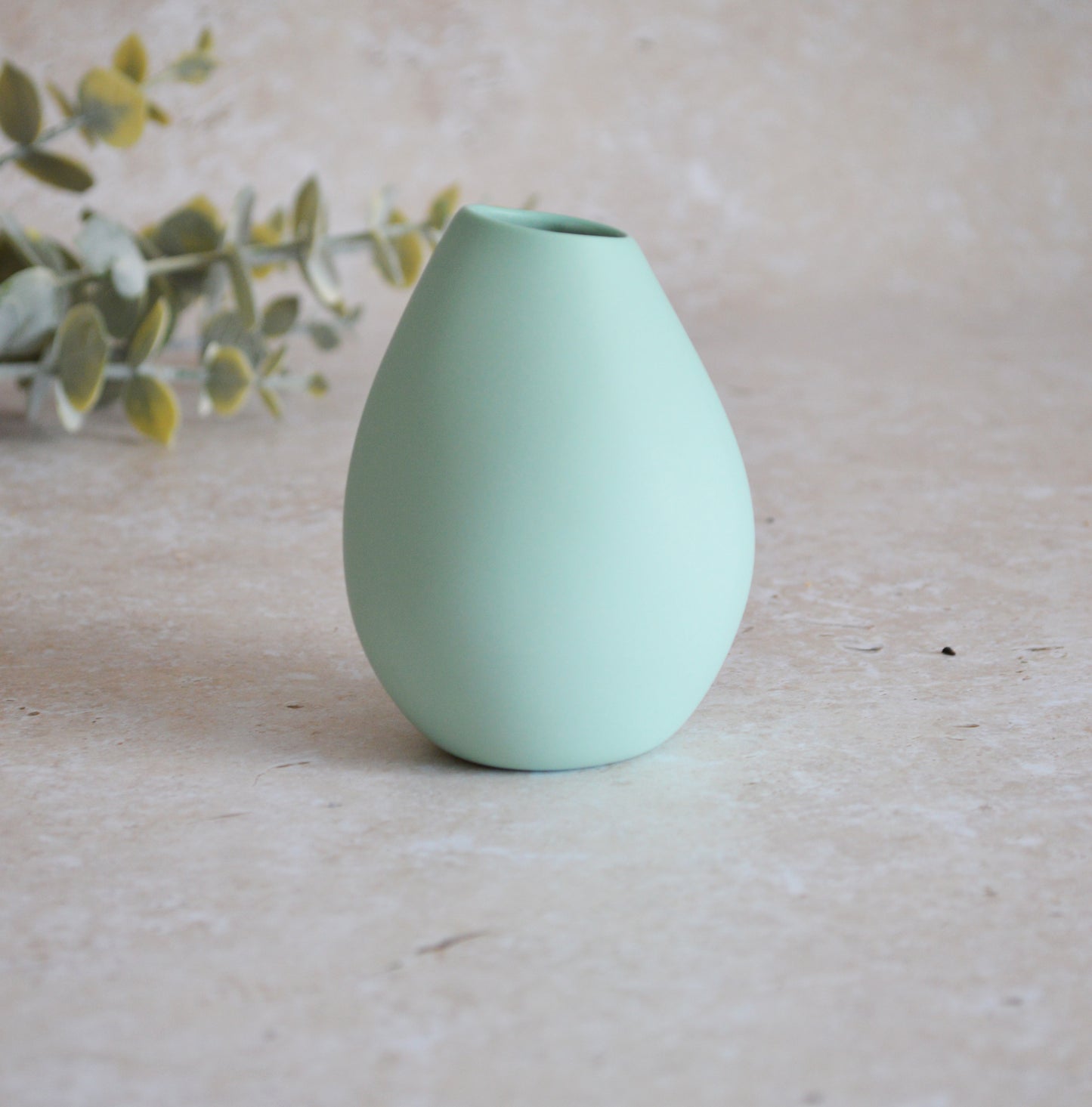 Seconds* Pastel Mint Bud Vase With An Embossed Gold Heart | Spring Vase | Mother's Day Gifts | Porcelain (A17)