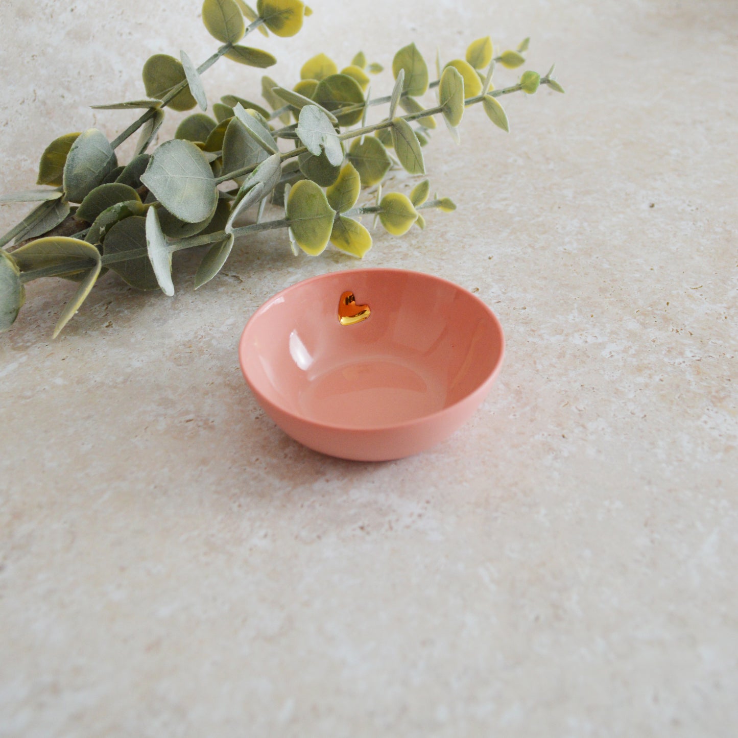 Seconds* Pastel PINK Small Trinket/Ring Dish With A Gold Embossed Heart | Ring Dish | Jewellery | Porcelain (A18)