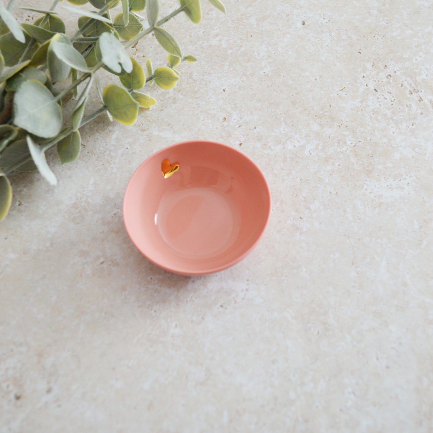 Seconds* Pastel PINK Small Trinket/Ring Dish With A Gold Embossed Heart | Ring Dish | Jewellery | Porcelain (A18)