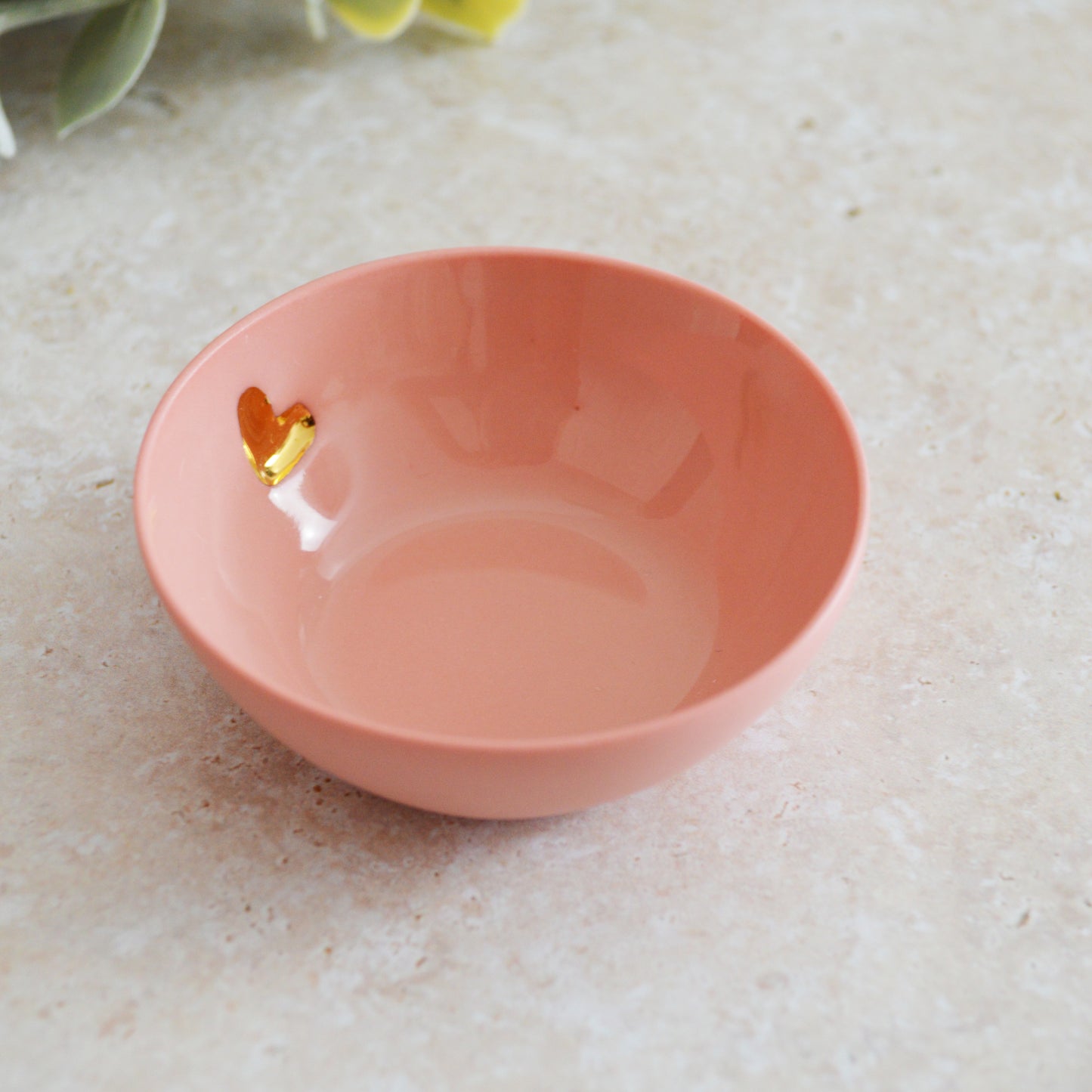 Seconds* Pastel PINK Small Trinket/Ring Dish With A Gold Embossed Heart | Ring Dish | Jewellery | Porcelain (A18)