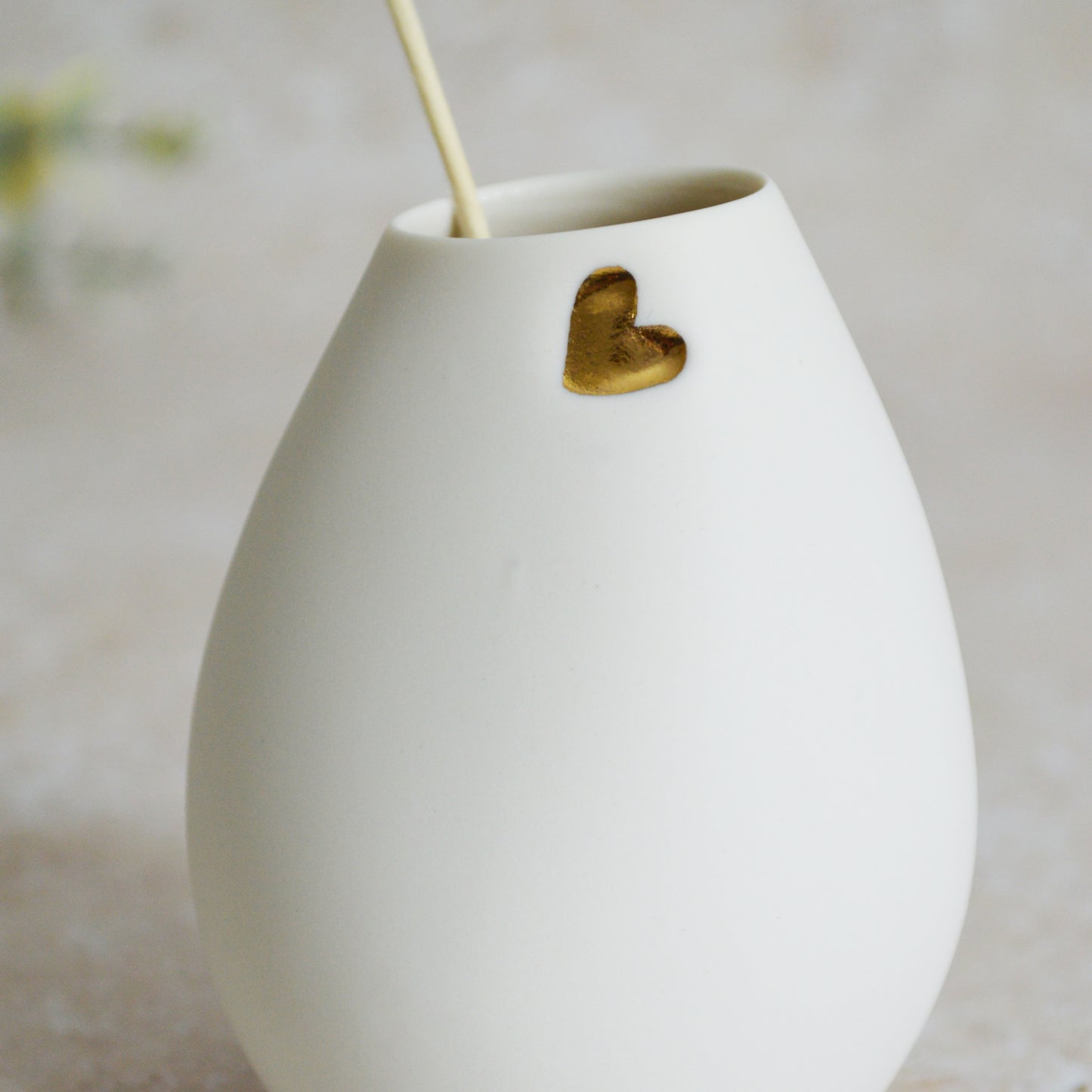 Seconds* Small White Bud Vase with an Embossed Gold Heart | Porcelain | Flower Vase | Mother's Day Vase (A19)