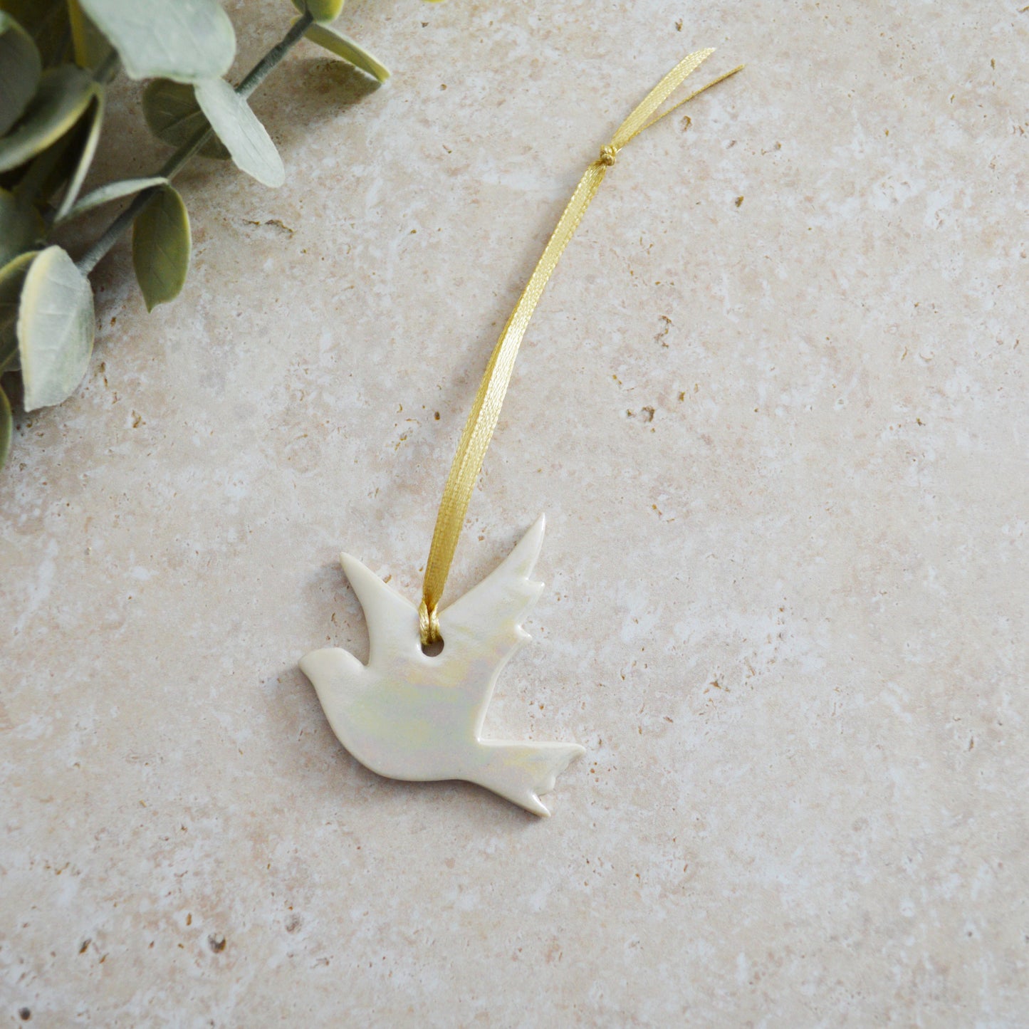 Seconds* Mini Hanging Dove with A Subtle Pearl Finish | Hanging Decoration | Christmas Decor | Tree Ornament (A24)