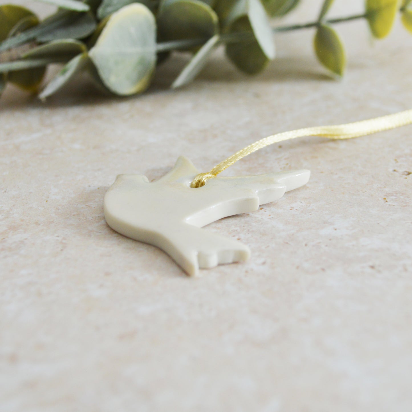 Seconds* Mini Hanging Dove with A Subtle Pearl Finish | Hanging Decoration | Christmas Decor | Tree Ornament (A24)