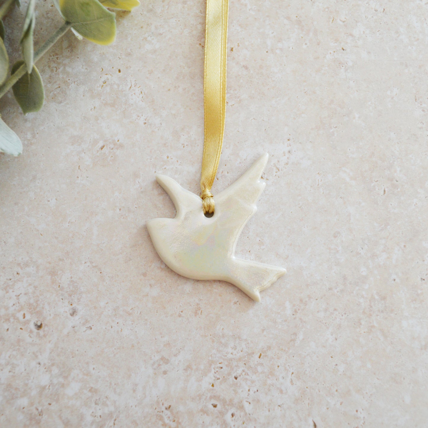 Seconds* Mini Hanging Dove with A Subtle Pearl Finish | Hanging Decoration | Christmas Decor | Tree Ornament (A25)