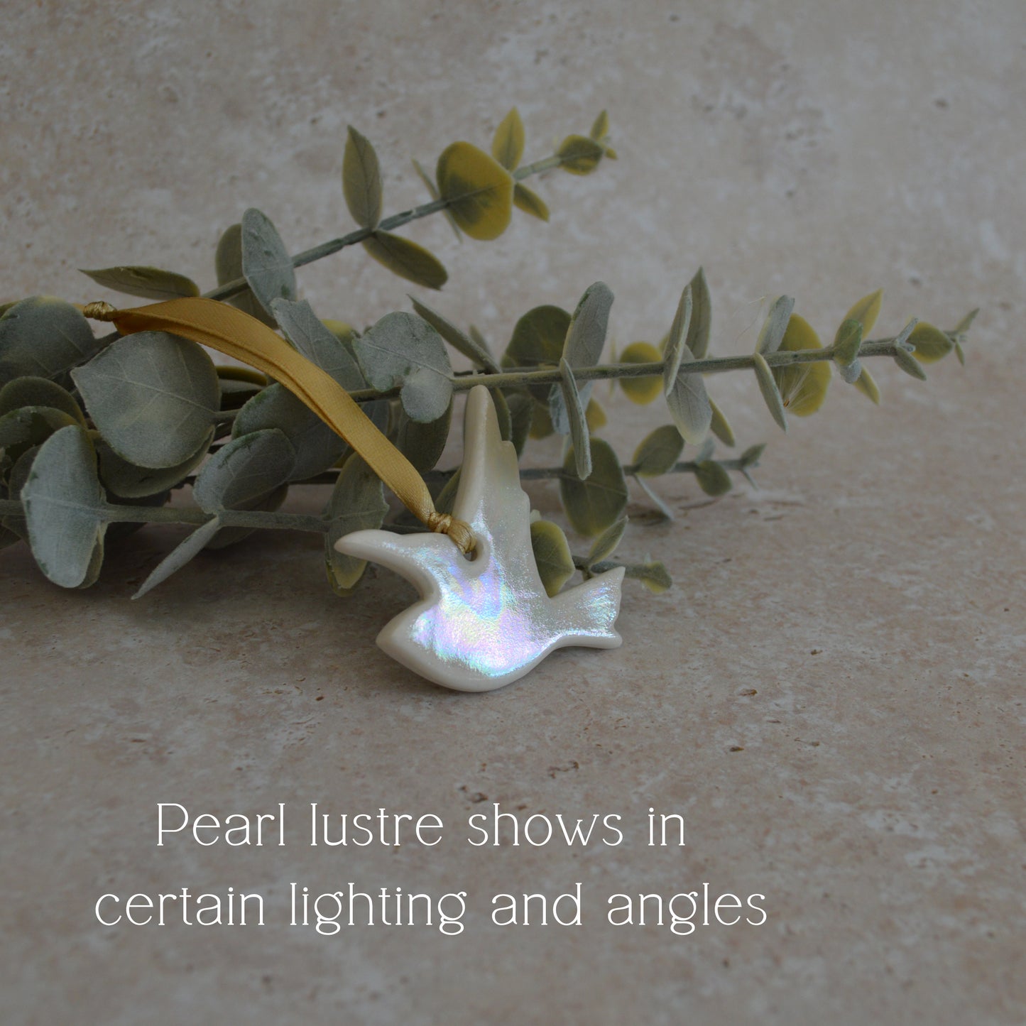 Seconds* Mini Hanging Dove with A Subtle Pearl Finish | Hanging Decoration | Christmas Decor | Tree Ornament (A25)